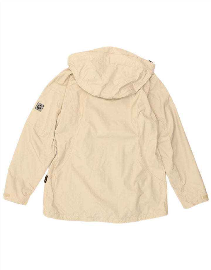 Jaqueta de chuva feminina com capuz Jack Wolfskin UK 16 grande off white poliamida