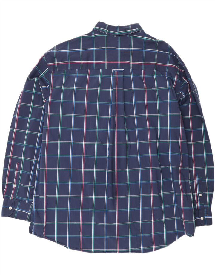 Camisa masculina stretch Chaps 3XL algodão xadrez azul marinho