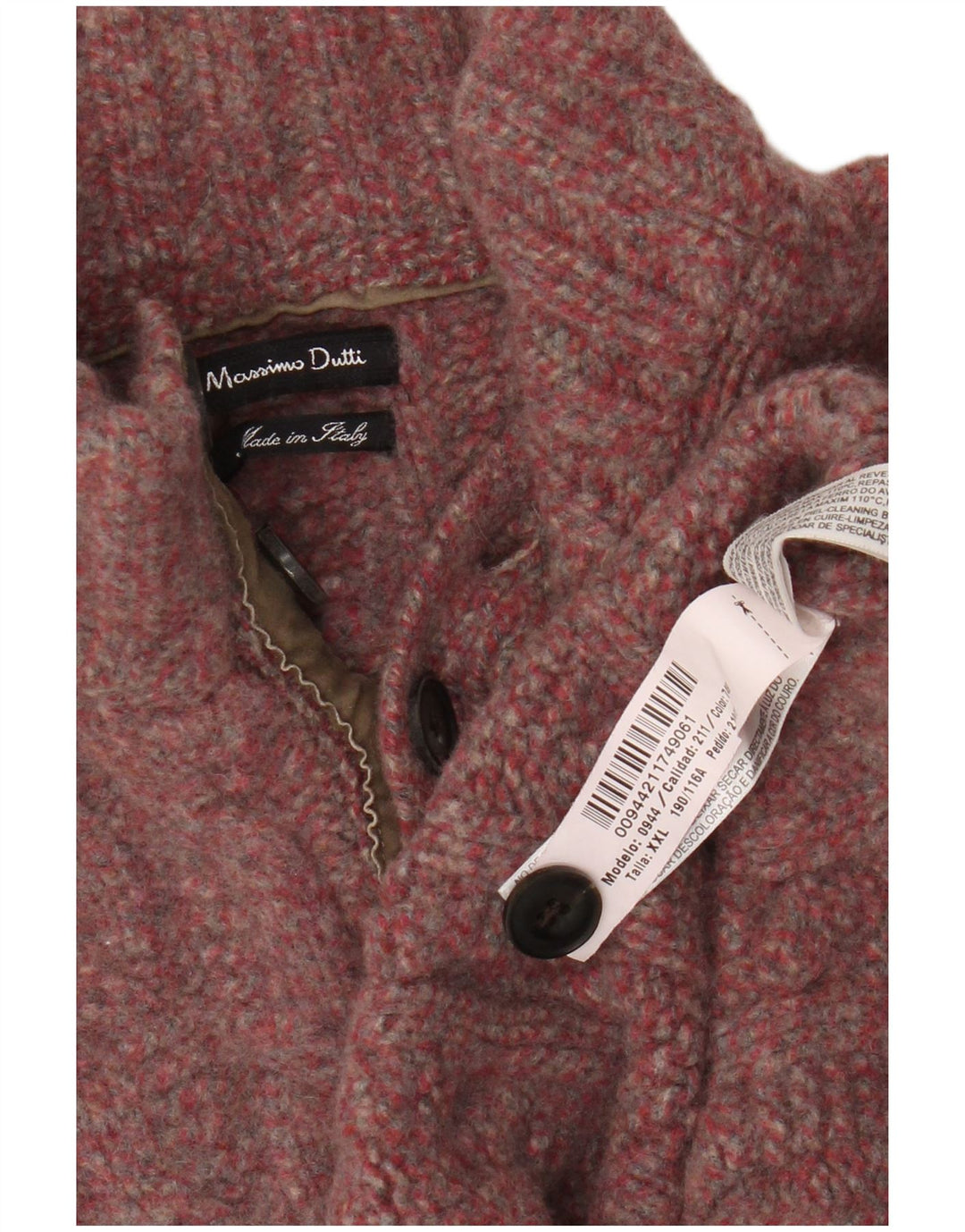 Suéter feminino Massimo Dutti com gola redonda e botão, tamanho UK 20 2XL lã rosa