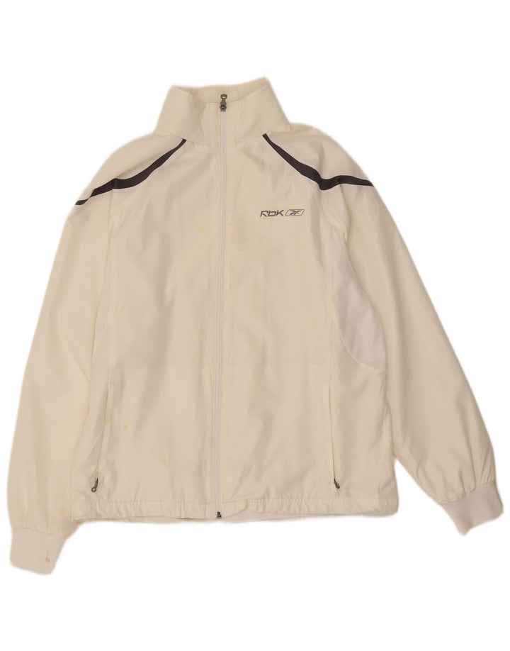 Reebok Mens Tracksuit Top Jacket Pequeno Poliéster Colorblock Branco