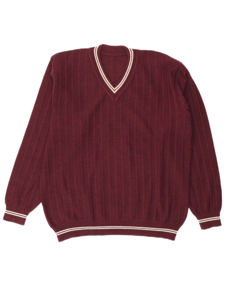 Suéter masculino vintage com decote em V XL Borgonha