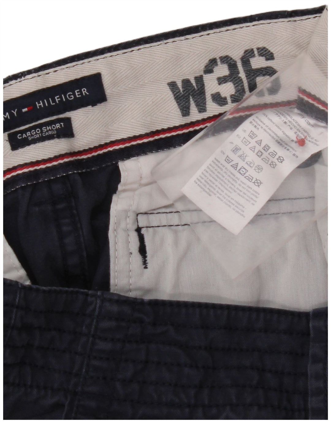 Shorts cargo masculino TOMMY HILFIGER W36 grande algodão azul marinho