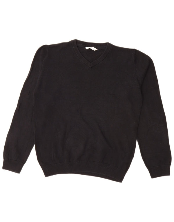 Suéter Marks & Spencer Boys com decote em V 12-13 anos algodão preto