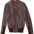 Jaqueta de couro feminina vintage IT 46 grande couro marrom