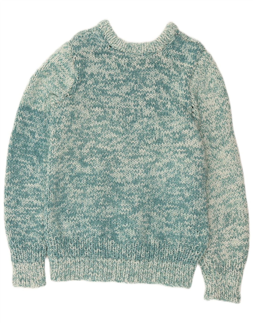Suéter vintage masculino com gola canoa pequeno turquesa salpicado