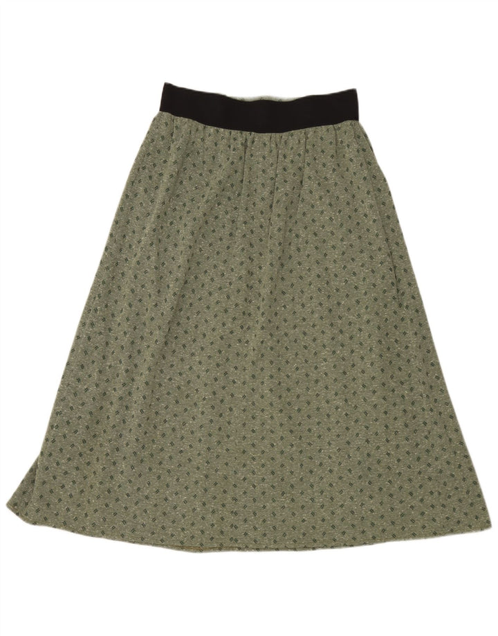 Saia Midi Feminina Vintage IT 42 Médio W30 Poliéster Manchado Verde