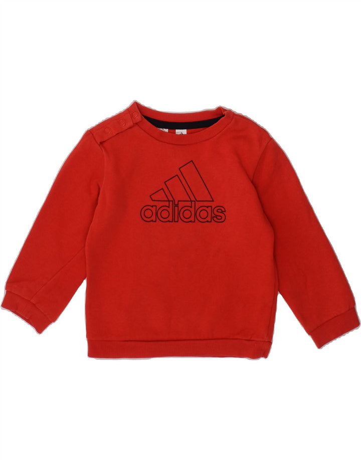 ADIDAS Baby Girls Graphic Sweatshirt Jumper 12-18 Months Orange Cotton Vintage Adidas and Second-Hand Adidas from Messina Hembry 
