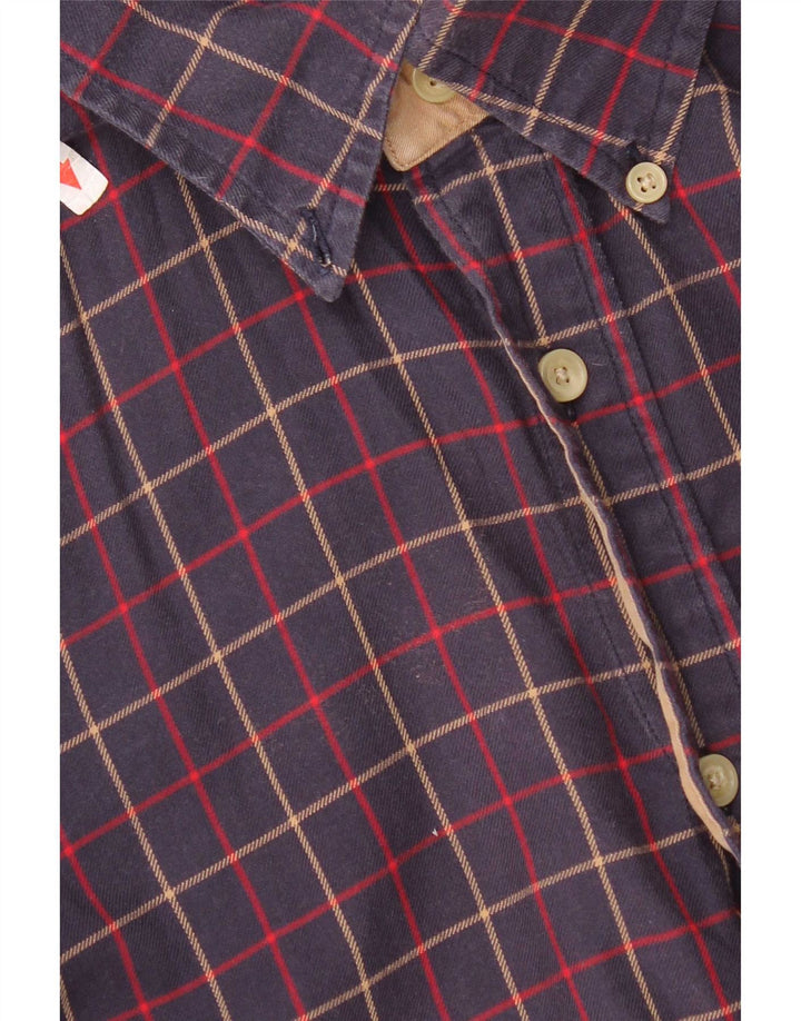 Camisa masculina de flanela Tommy Hilfiger pequena algodão xadrez azul marinho