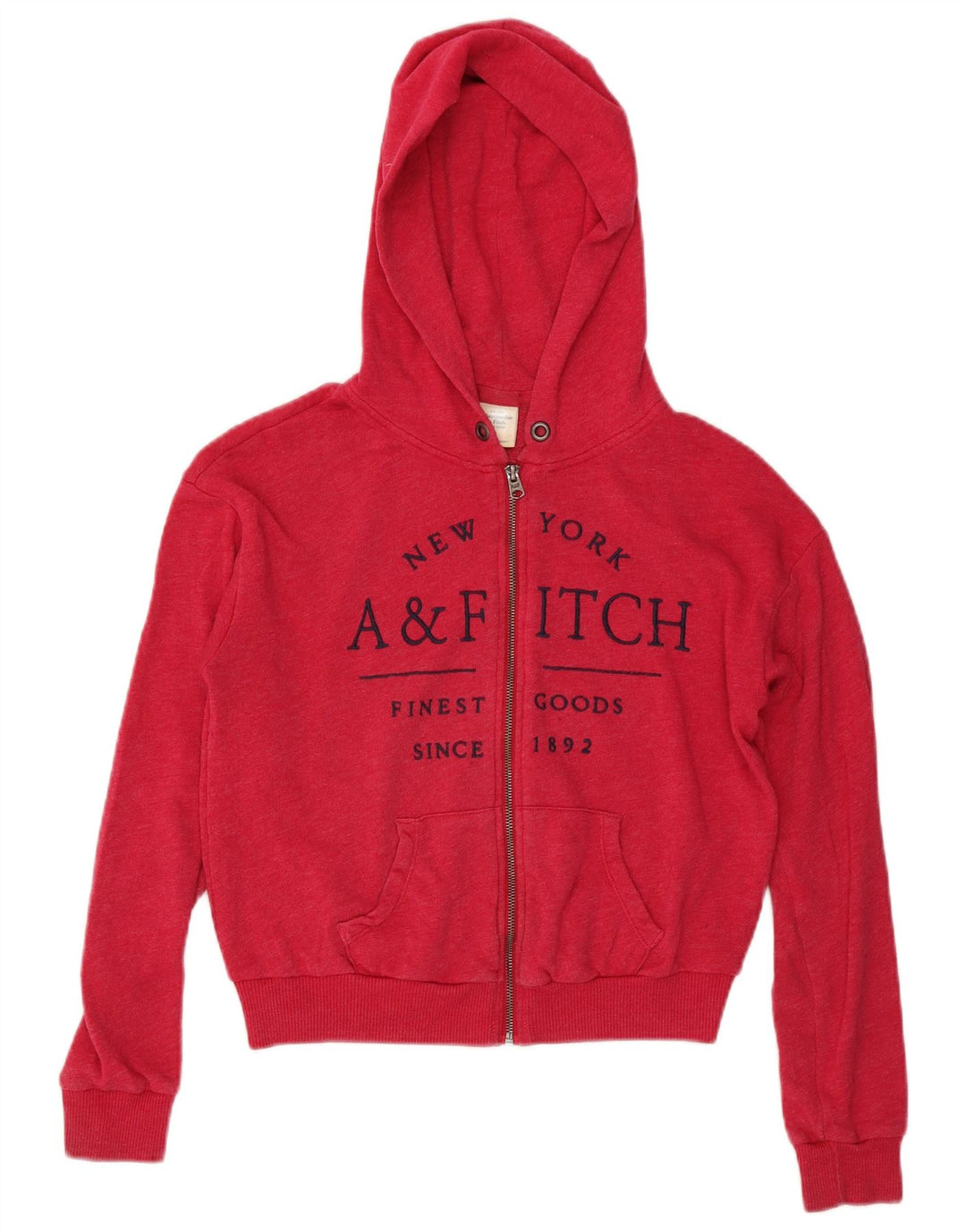 Suéter feminino com capuz e zíper ABERCROMBIE & FITCH UK 14 rosa médio