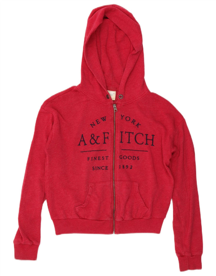 Suéter feminino com capuz e zíper ABERCROMBIE & FITCH UK 14 rosa médio