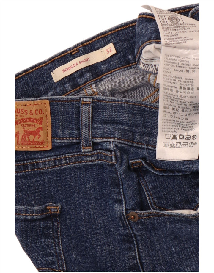 Bermuda jeans feminina LEVI'S W32 grande algodão azul