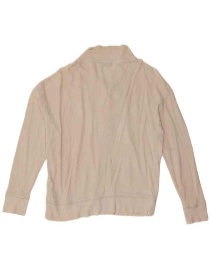 Suéter feminino Ralph Lauren com gola e botão Reino Unido 14 algodão branco médio