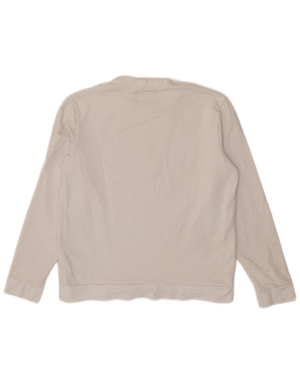 Top gráfico feminino Guess manga comprida Reino Unido 16 grande algodão branco