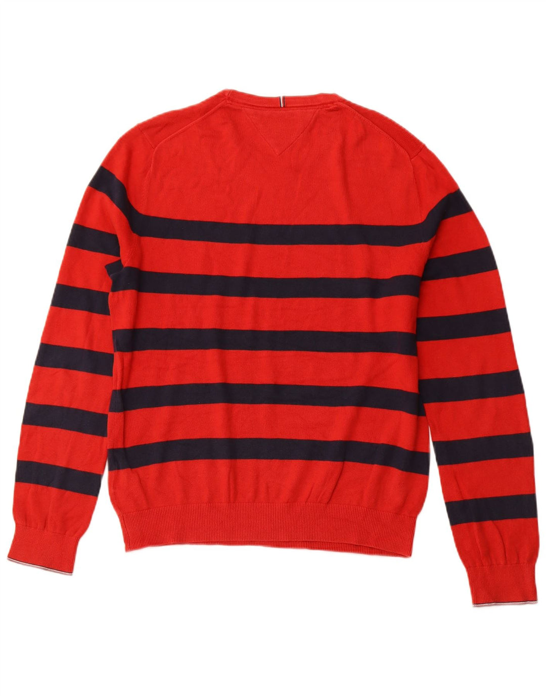Suéter masculino TOMMY HILFIGER com gola redonda, algodão listrado vermelho médio