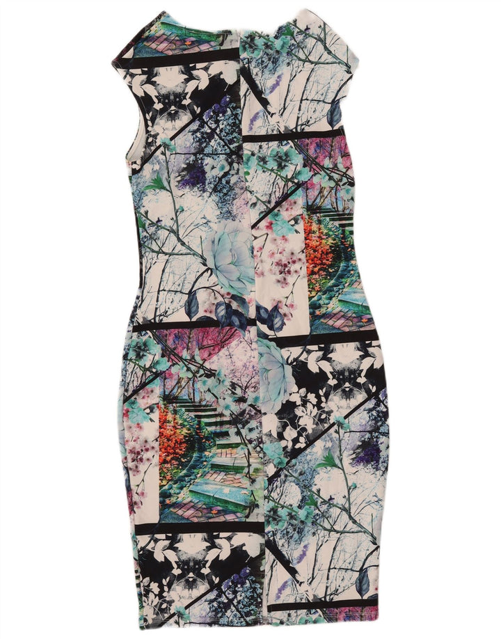 Vestido bodycon gráfico feminino Lipsy Reino Unido 10 pequeno poliéster multicolorido