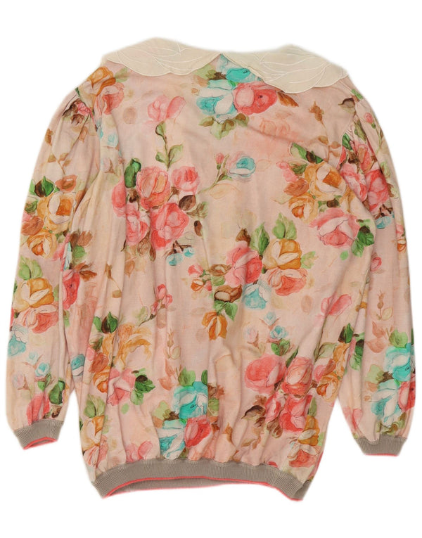 Blusa feminina vintage oversized IT 48 XL algodão floral multicolorido