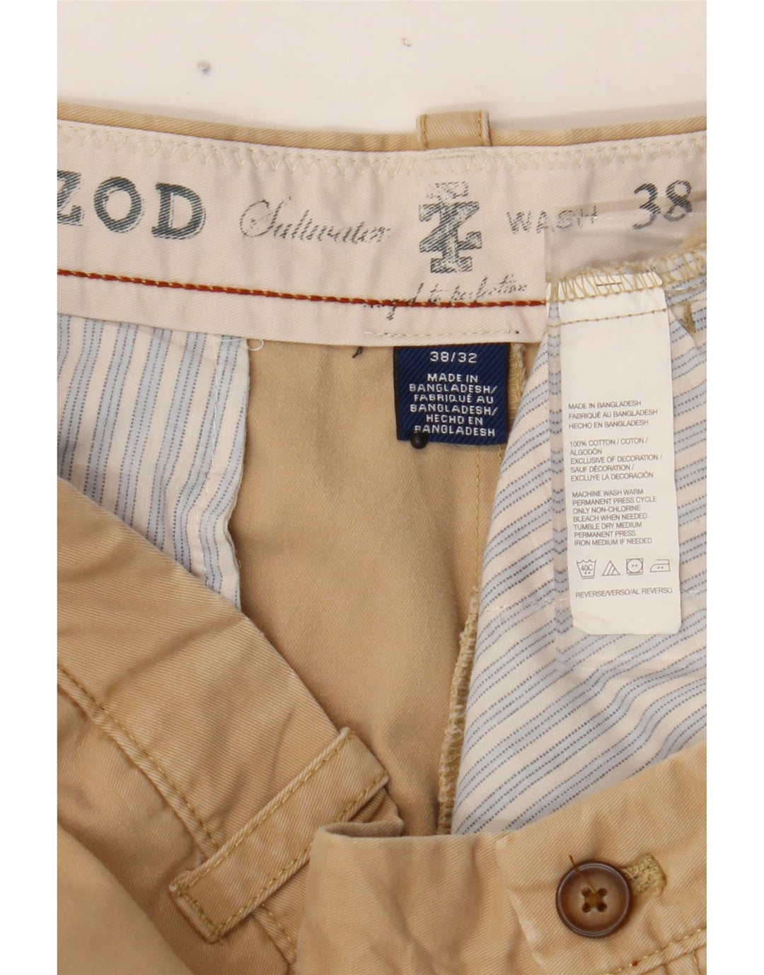IZOD Mens Straight Chino Trousers W38 L32 Beige Cotton Vintage Izod and Second-Hand Izod from Messina Hembry 