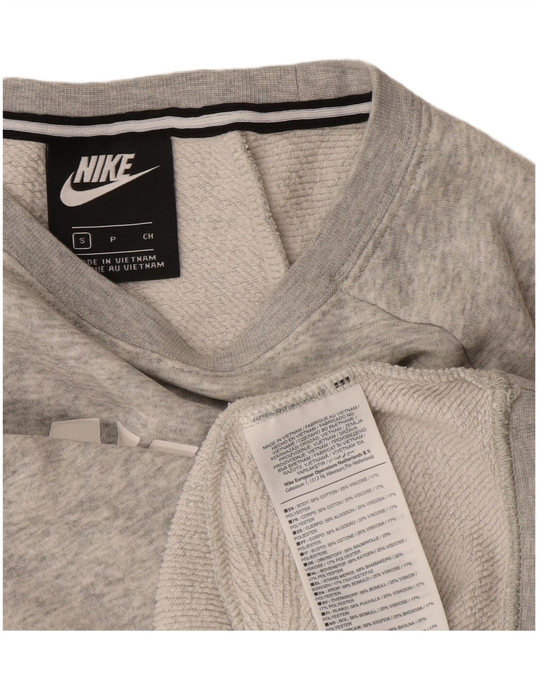 Nike feminino gráfico oversized moletom jumper reino unido 10 pequeno cinza algodão