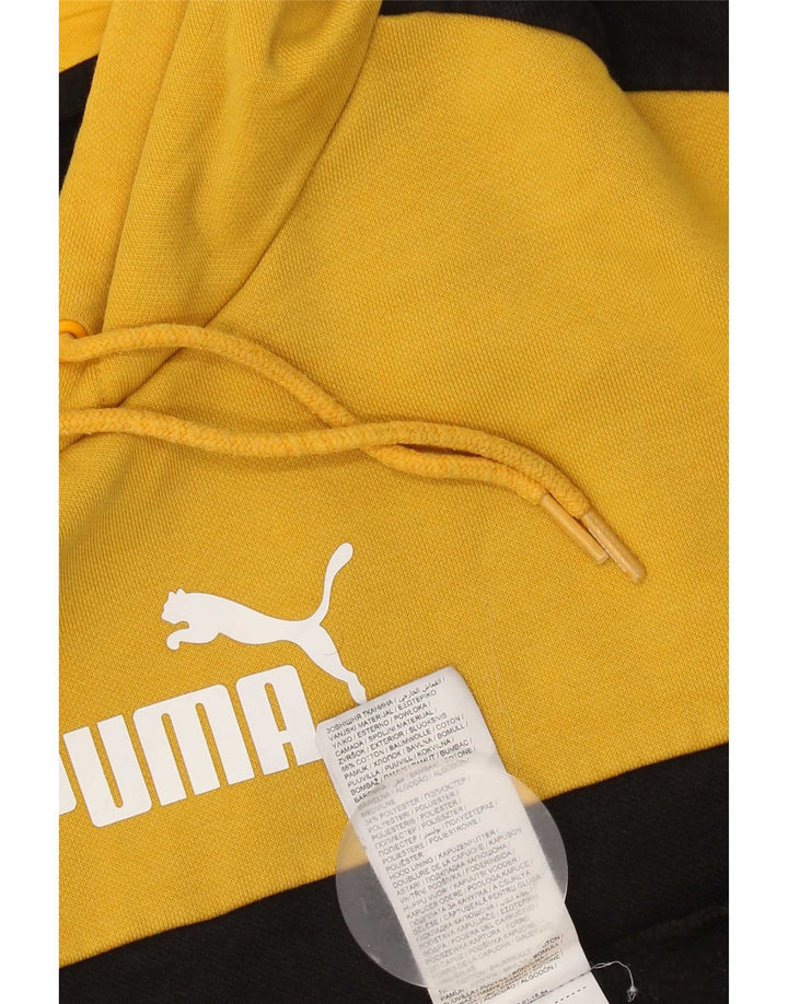 Puma masculino moletom com capuz amarelo médio algodão colorblock