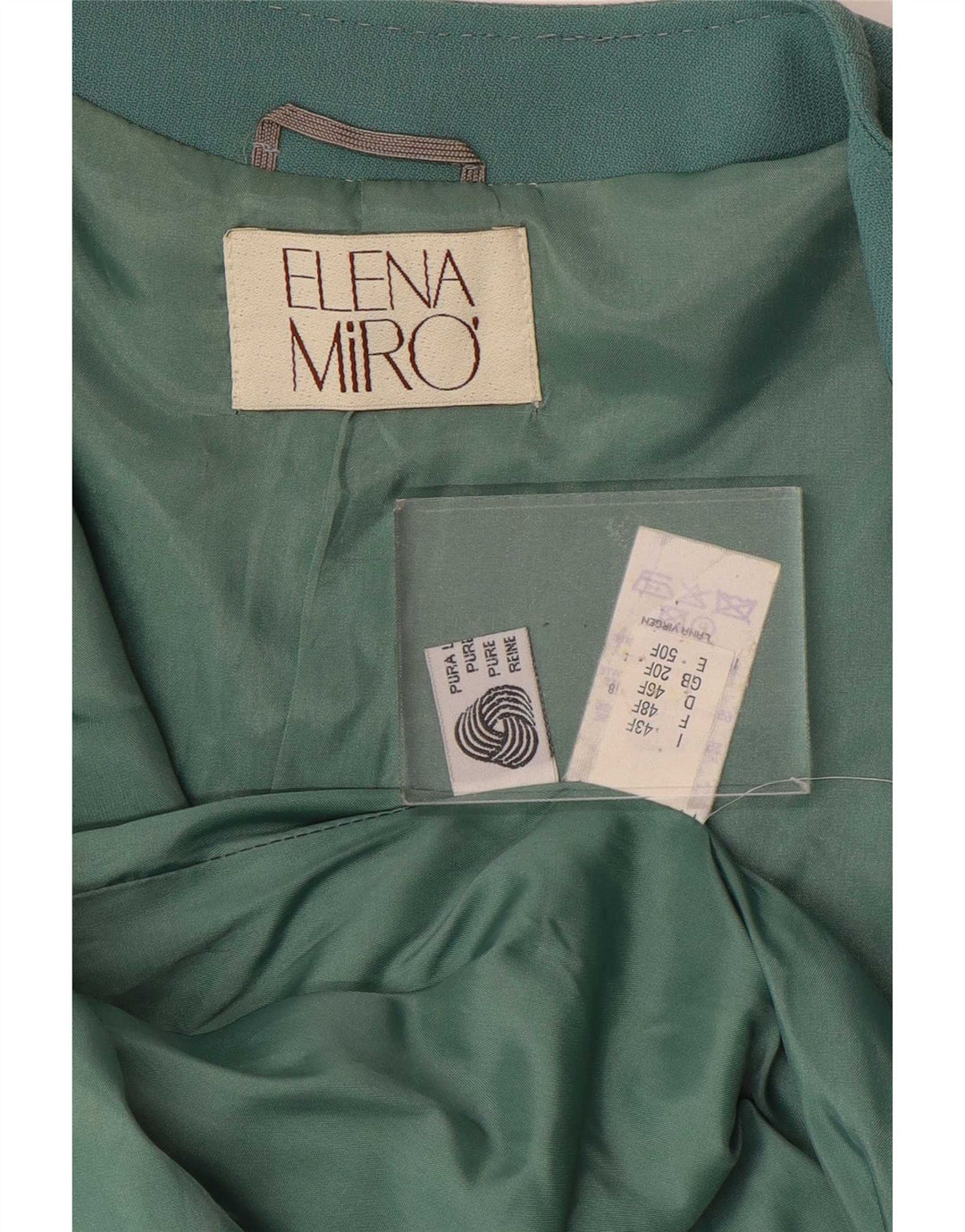 ELENA MIRO Jaqueta blazer feminina de 4 botões Reino Unido 20 2XL lã virgem verde