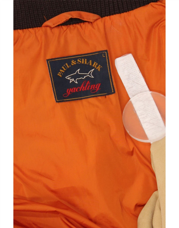 Jaqueta bomber masculina Paul & Shark UK 40 grande poliéster colorblock marrom