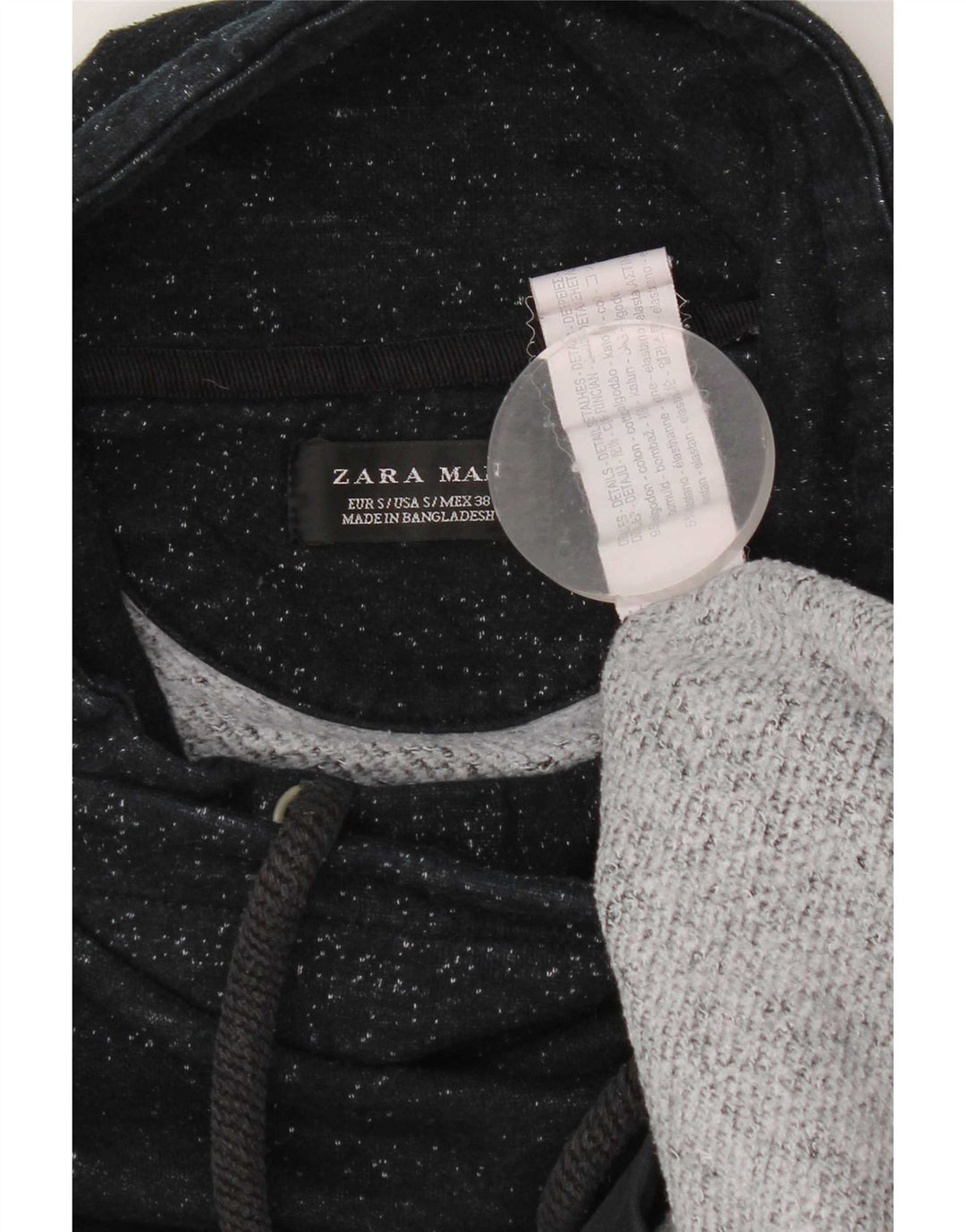 Zara moletom masculino jumper pequeno algodão manchado azul marinho