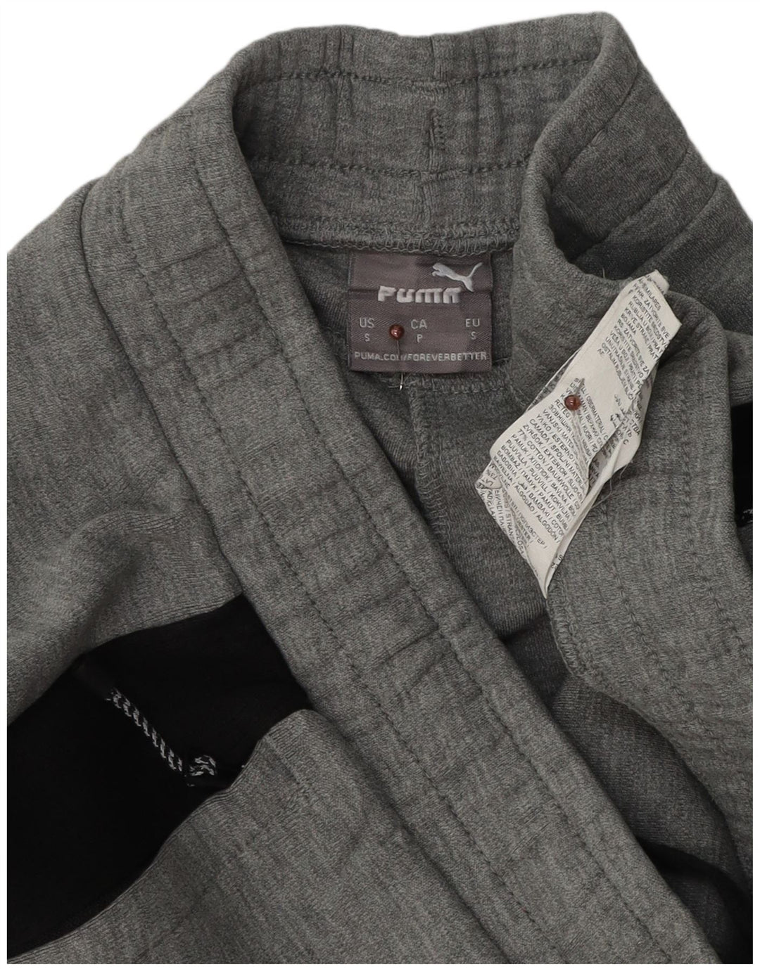 Calça de treino masculina Puma pequena cinza colorblock algodão