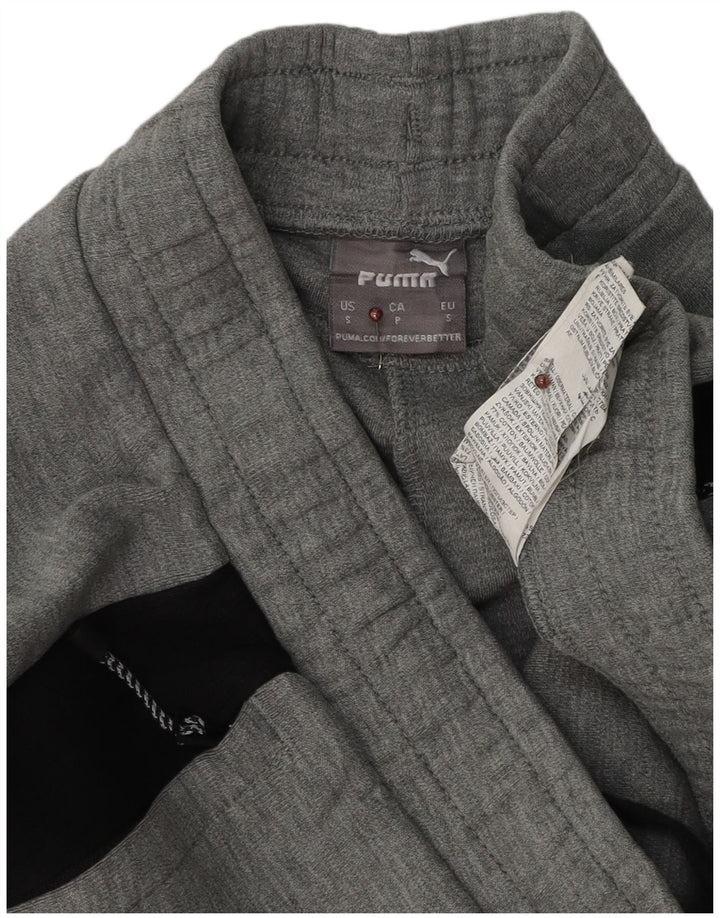 Calça de treino masculina Puma pequena cinza colorblock algodão