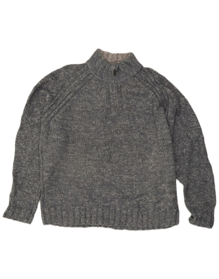 Suéter masculino Marks & Spencer Blue Harbor com zíper e gola XL cinza manchado
