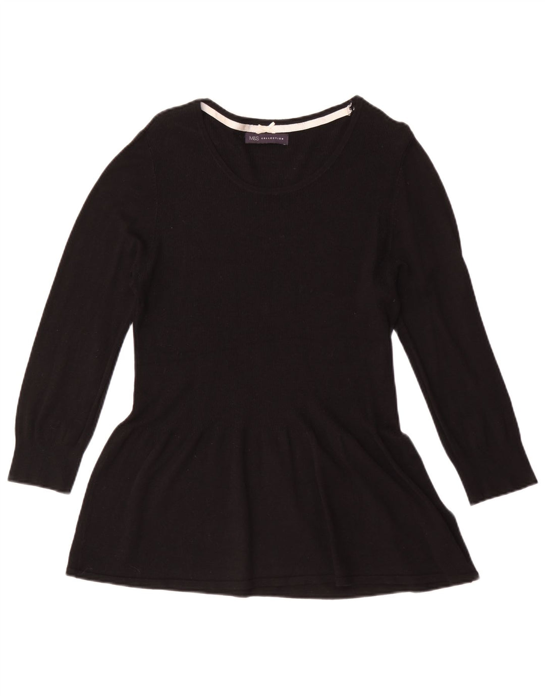 Túnica feminina Marks & Spencer manga 3/4 Reino Unido 14 viscose preta média