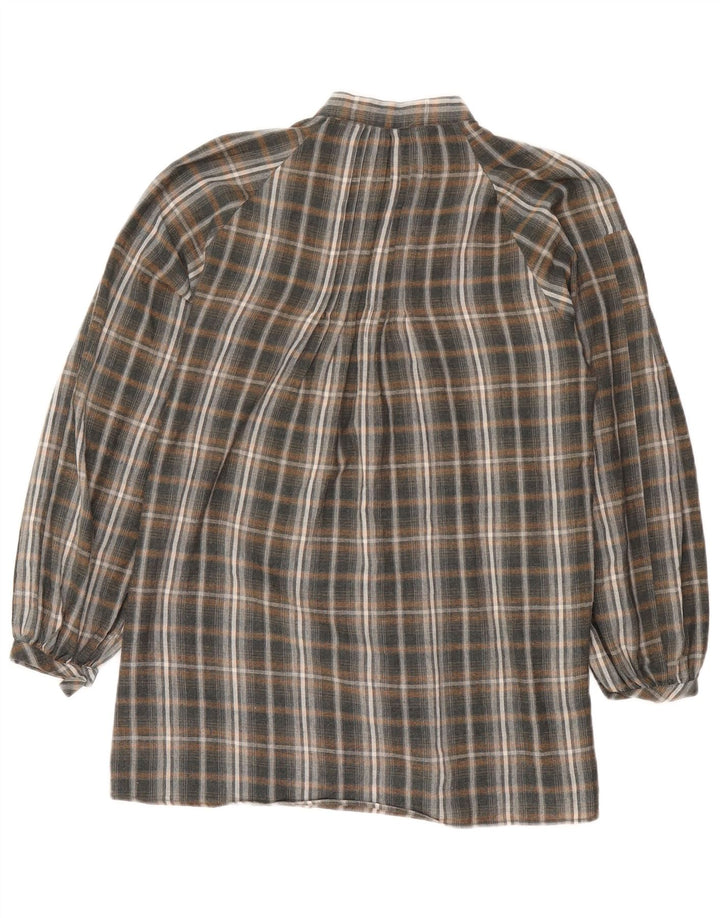 Pulôver feminino Zara Longline Loose Fit Reino Unido 14 xadrez cinza médio