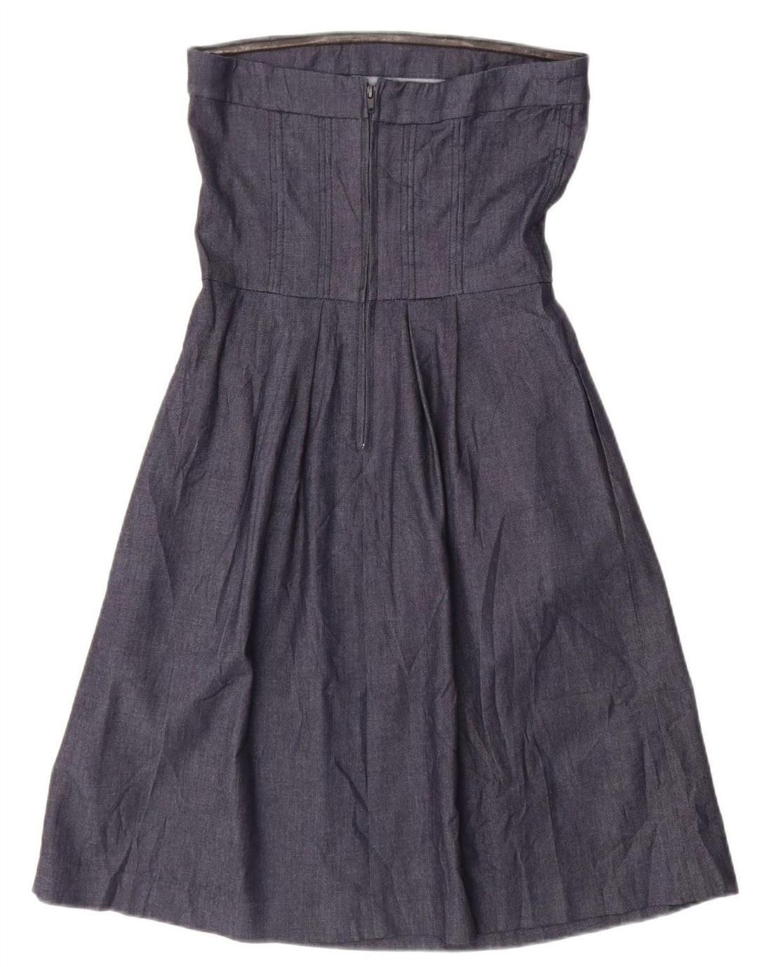 Vestido sem alças feminino Zara Reino Unido 12 algodão azul marinho médio