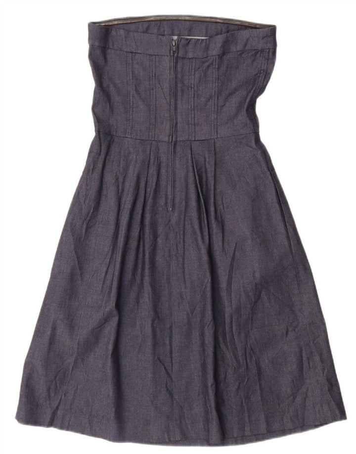 Vestido sem alças feminino Zara Reino Unido 12 algodão azul marinho médio