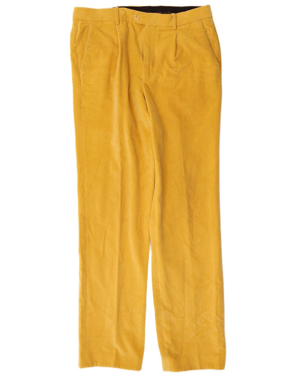 Calça masculina de veludo cotelê Bonato IT 52 XL W34 L35 algodão amarelo
