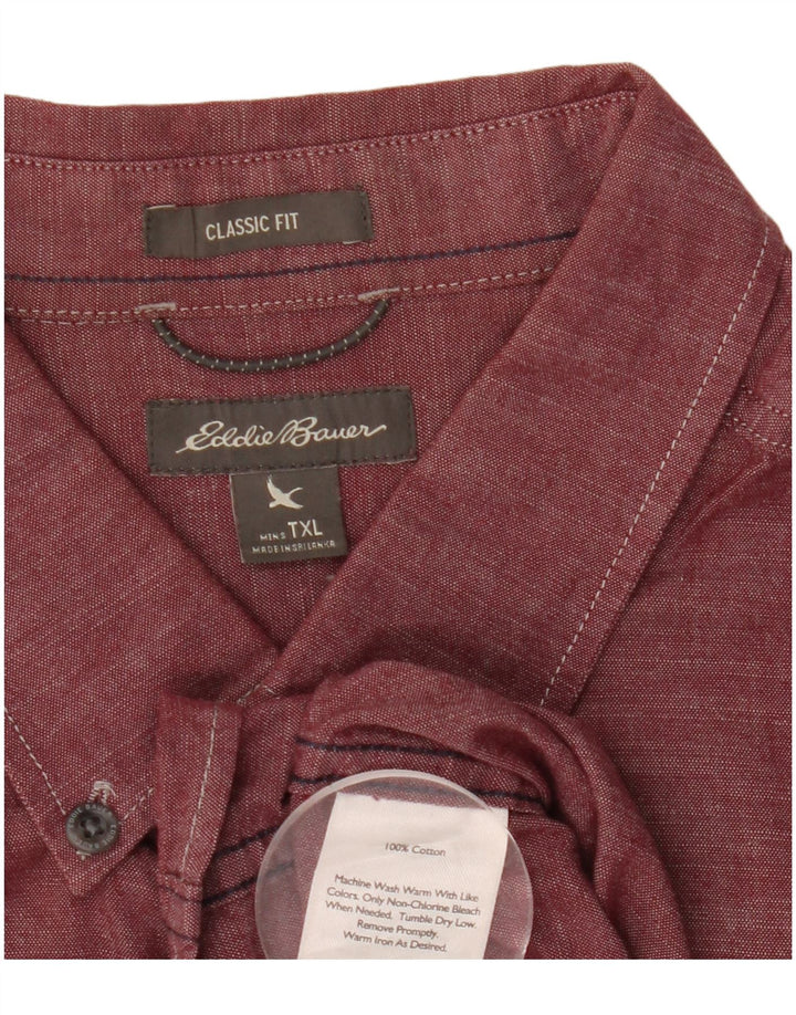 EDDIE BAUER Camisa masculina alta clássica de ajuste XL Borgonha