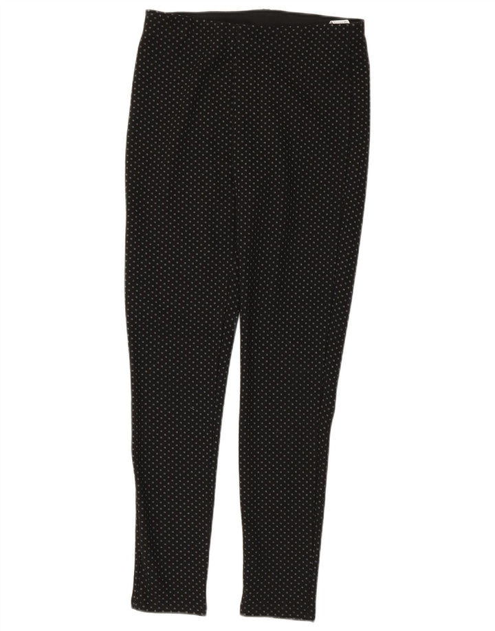 Zara Calça Feminina Slim Casual Médio W28 L28 Poliéster Geométrico Preto