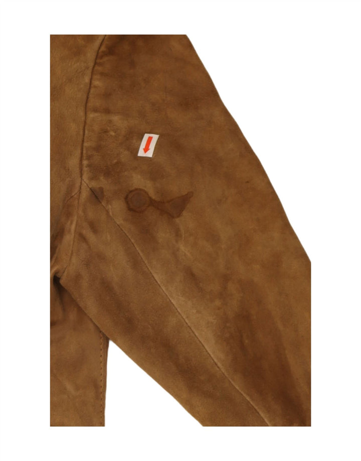 Jaqueta blazer feminina vintage de camurça com 3 botões Reino Unido 14 marrom médio