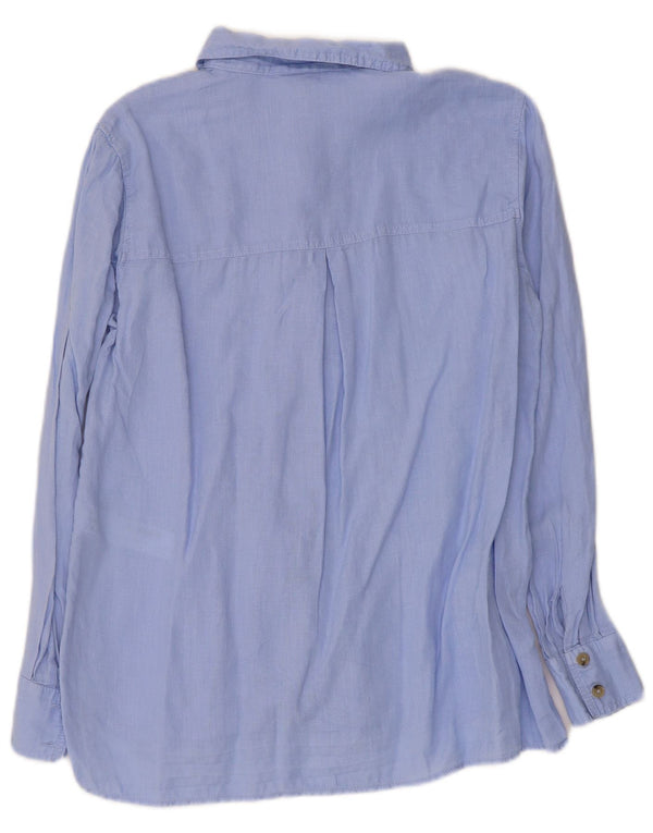 Camisa feminina Massimo Dutti EU 38 pequena linho azul