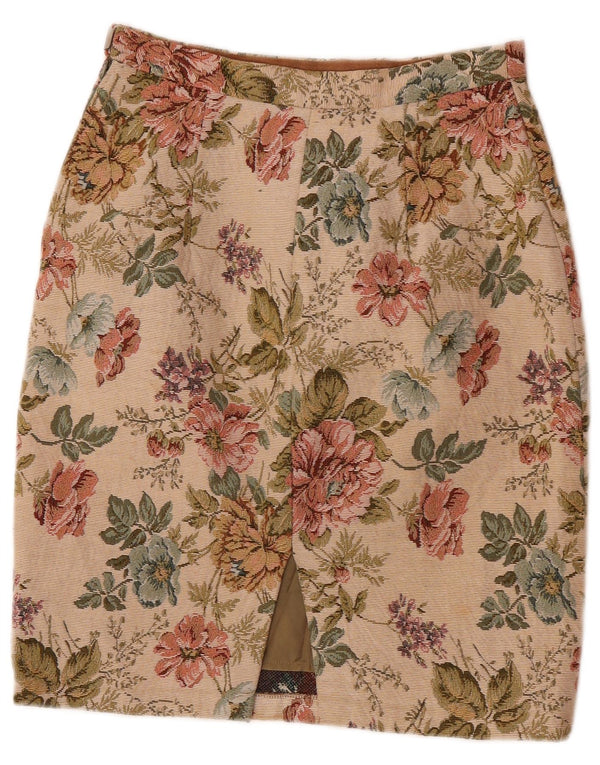 Saia lápis feminina vintage XS W25 floral multicolorido
