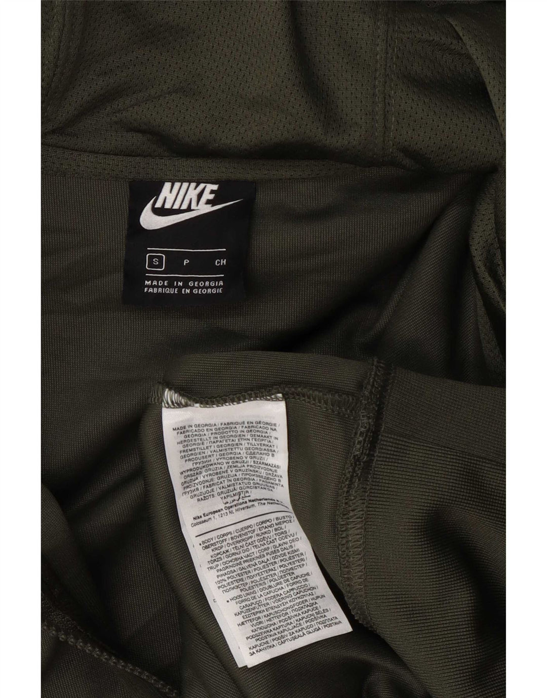 Suéter Nike masculino com capuz e zíper pequeno verde poliéster