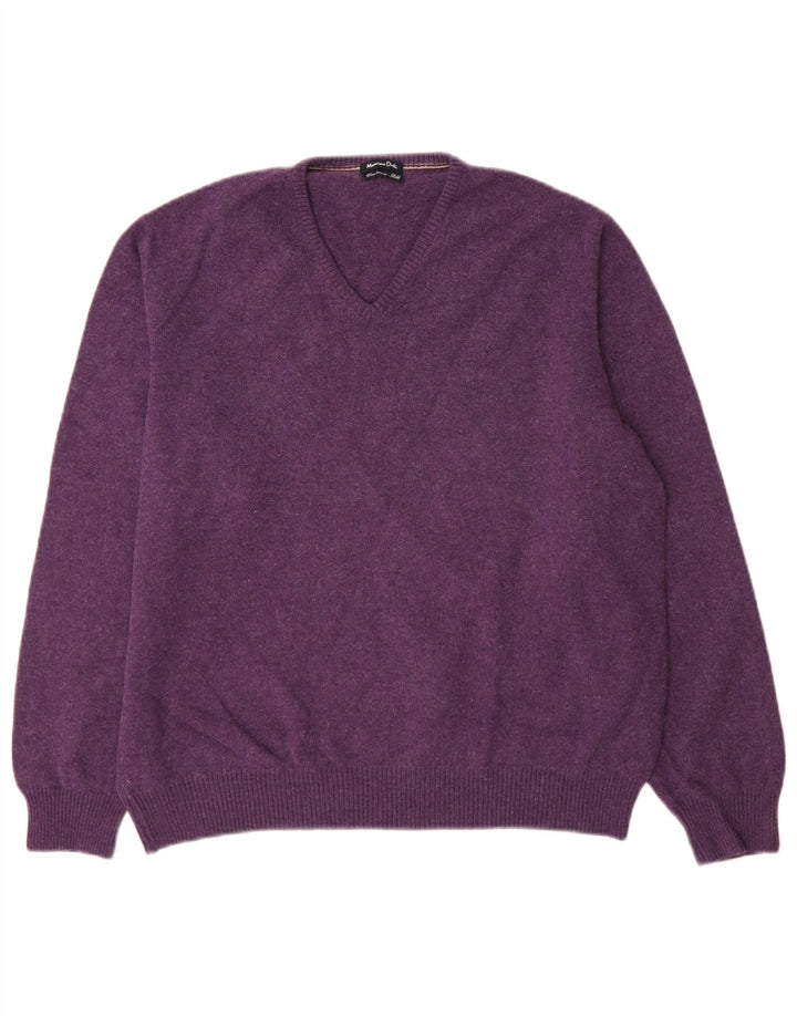 Suéter masculino Massimo Dutti com decote em V XL lã roxa