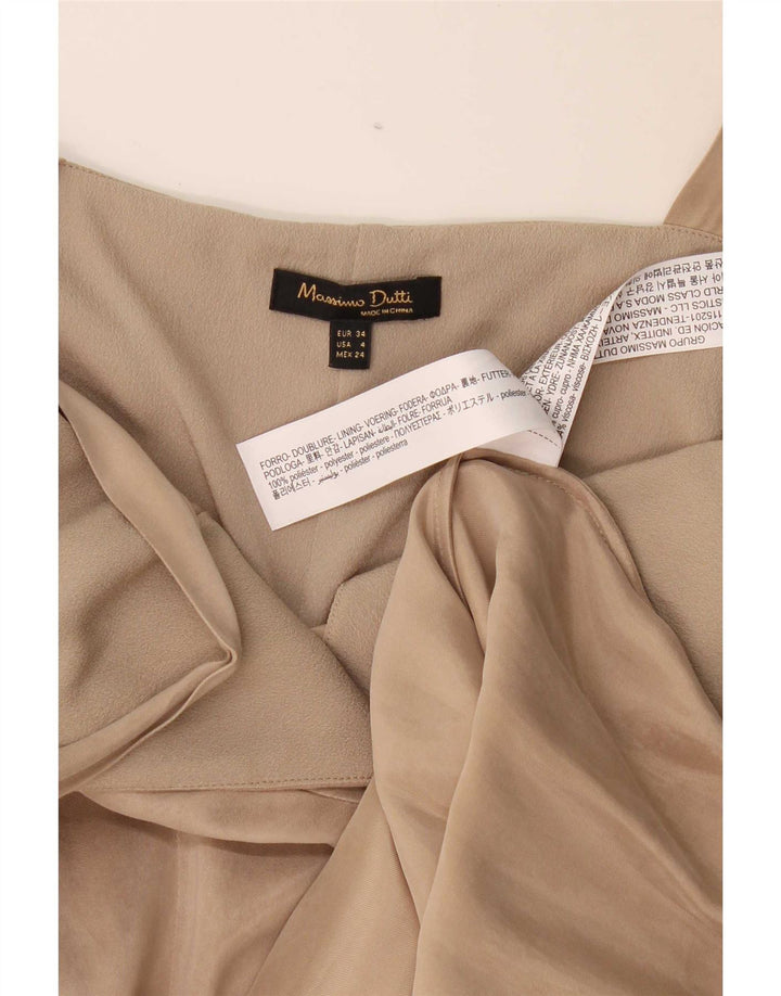 Vestido maxi feminino sem mangas Massimo Dutti EU 34 2XS poliéster bege