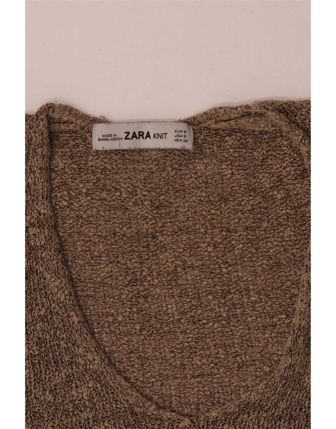 Suéter feminino Zara com decote em V Reino Unido 10 pequeno marrom