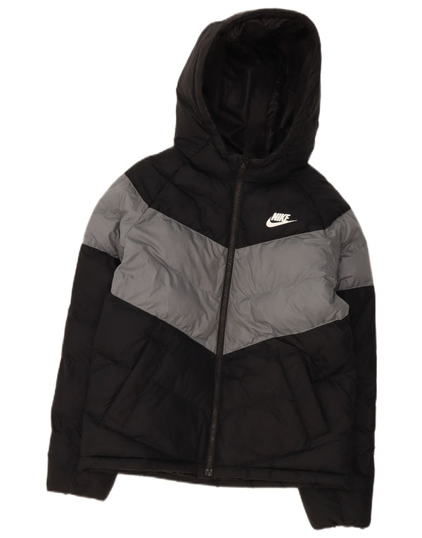 Jaqueta acolchoada com capuz Nike Boys 12-13 anos preto colorblock poliéster