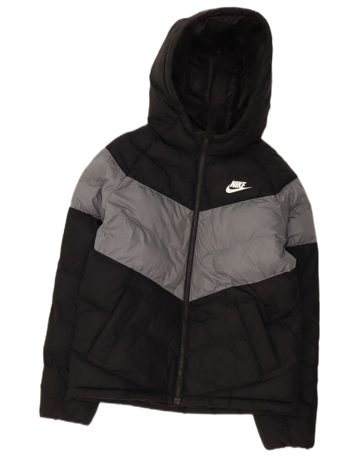 Jaqueta acolchoada com capuz Nike Boys 12-13 anos preto colorblock poliéster