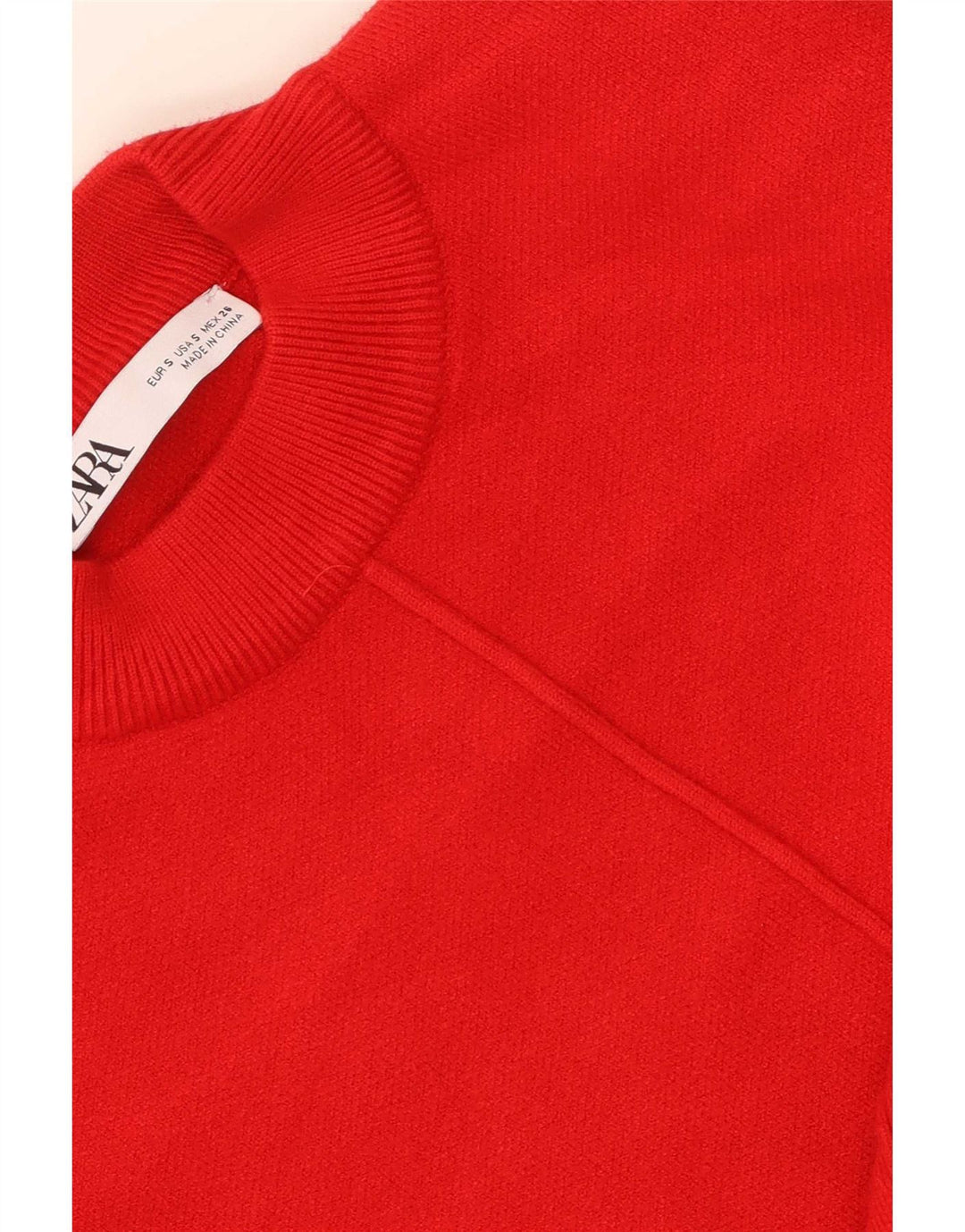 Zara Suéter feminino oversized com gola redonda Reino Unido 10 pequeno vermelho