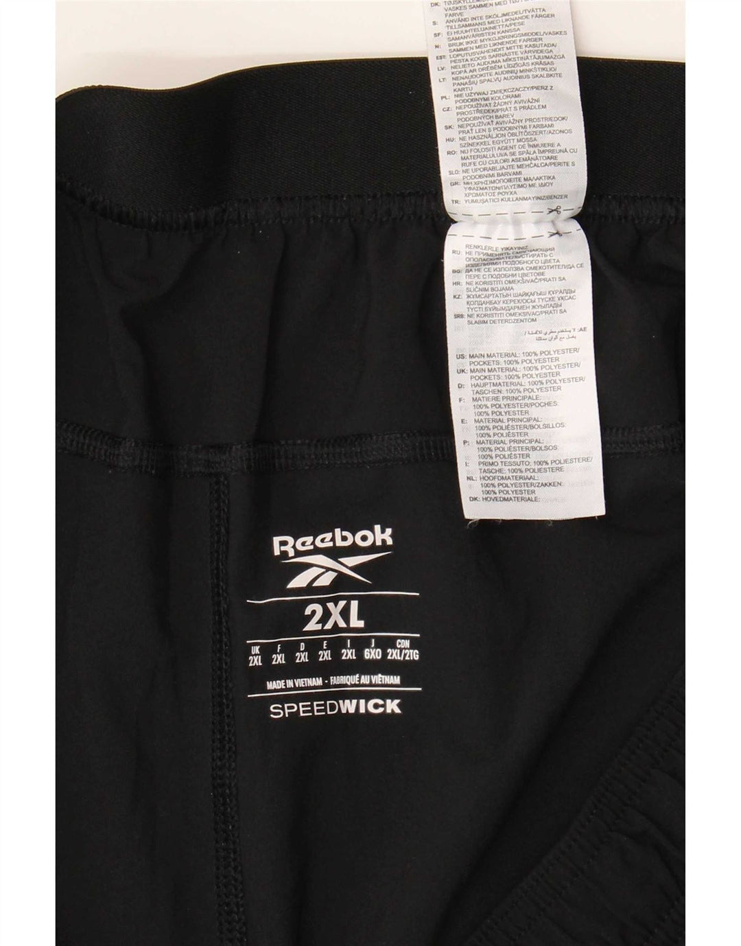 Shorts esportivos masculinos Reebok Speedwick 2XL poliéster preto