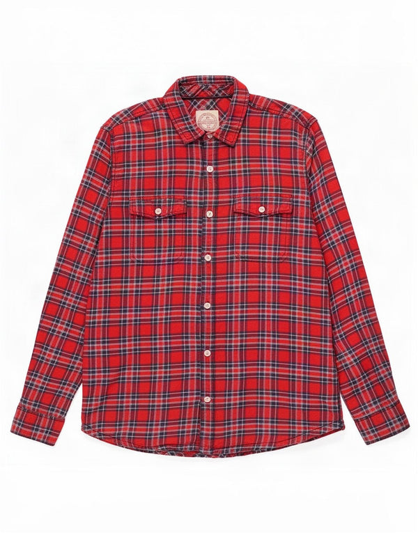 Camisa masculina de flanela Fat Face XL algodão xadrez vermelho