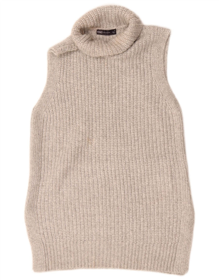 Regata feminina Marks & Spencer com gola redonda e colete UK 10 poliéster cinza pequeno