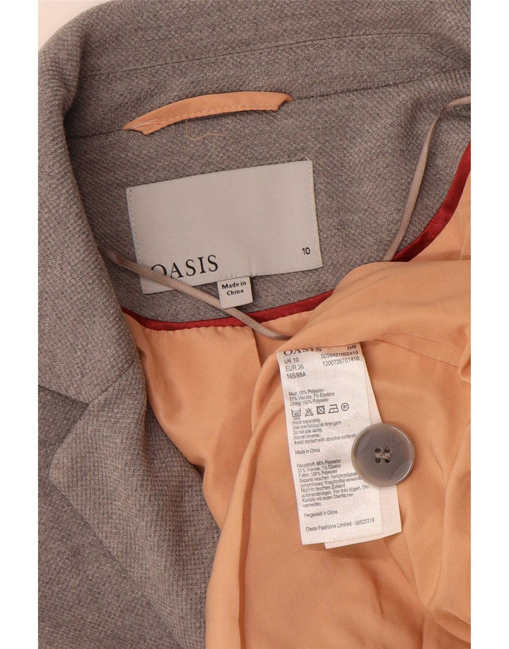 Jaqueta blazer feminina Oasis com ajuste solto e 1 botão Reino Unido 10 poliéster cinza pequeno